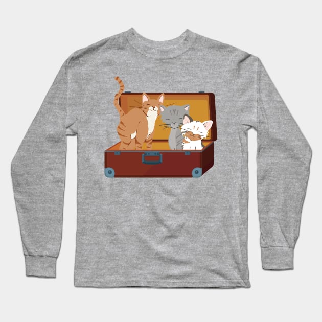 Cats in Vintage Suitcase Long Sleeve T-Shirt by XanderWitch Creative